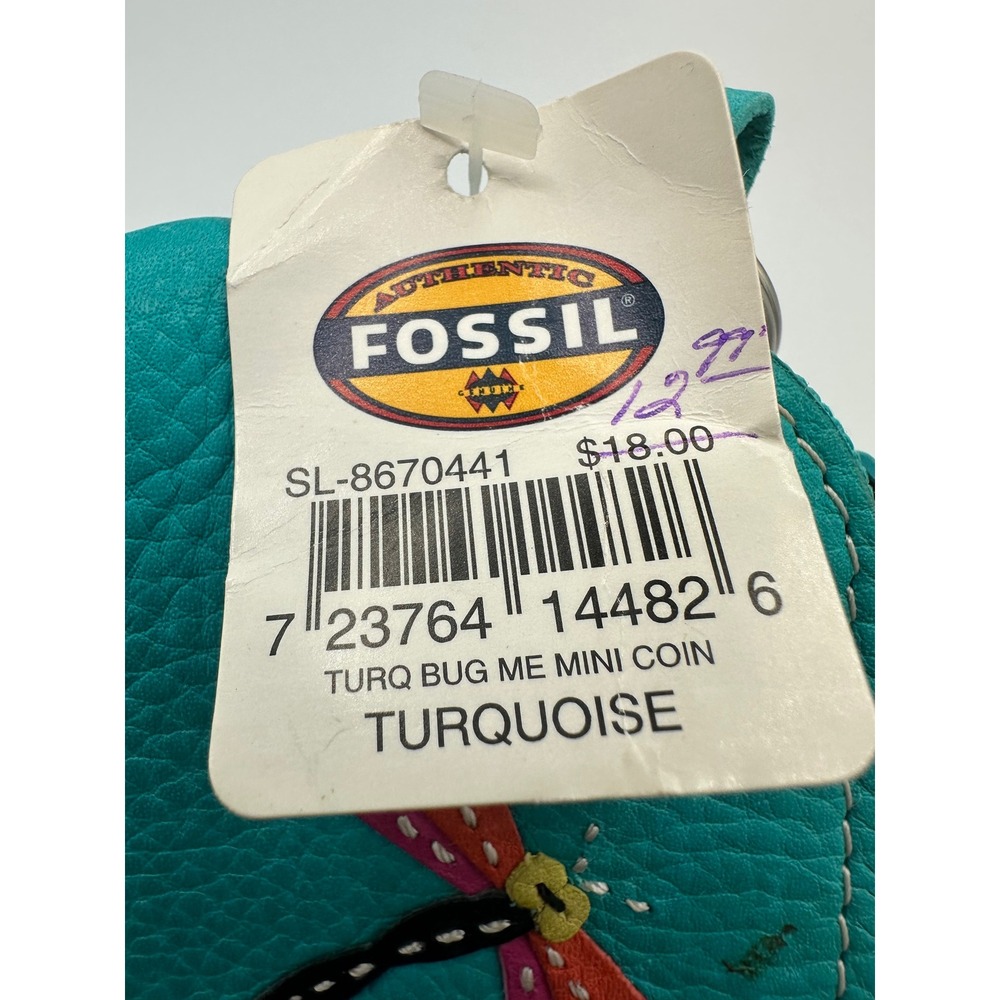Fossil Dragonfly Mini Coin Purse Womens OS Turquoise NWT Leather Bug Me - Picture 6 of 10